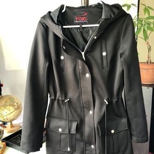 YOKI black, hooded jacket. Thick material.